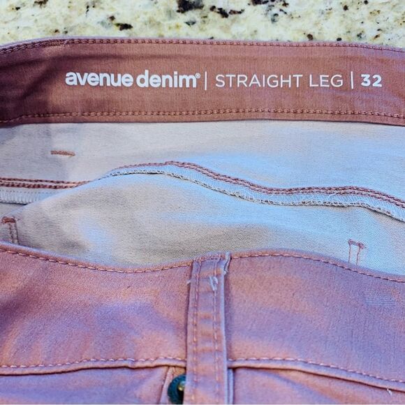 Avenue Denim Luxe Sateen Straight Leg Jeans Plus Size 32 Dusty Rose Color - Picture 7 of 12